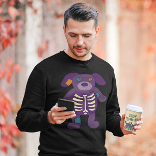 Niedlicher Skeletthund gestopftes TierHalloween Sweatshirt