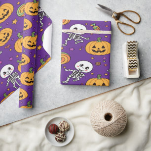 Niedlicher Skelettspass zu Halloween Geschenkpapier