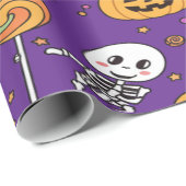 Niedlicher Skelettspass zu Halloween Geschenkpapier (Rolleneckpunkt)