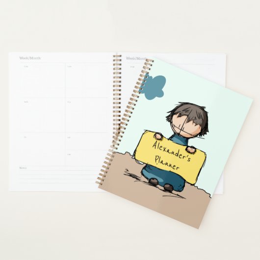 Niedlicher Sketch-Junge mit Personalisierten Kinde Planer (Anzeige)