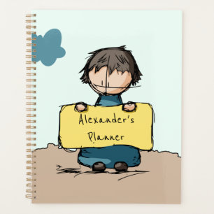 Niedlicher Sketch-Junge mit Personalisierten Kinde Planer