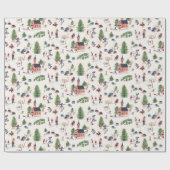 Niedlicher Ski Pink Nordic Christmas Geschenkpapier (Flach)