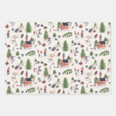 Niedlicher Ski Pink Nordic Christmas Geschenkpapier Set (Vorderseite)