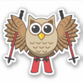 Niedlicher Skifahrer Cartoon Aufkleber (Vorderseite)