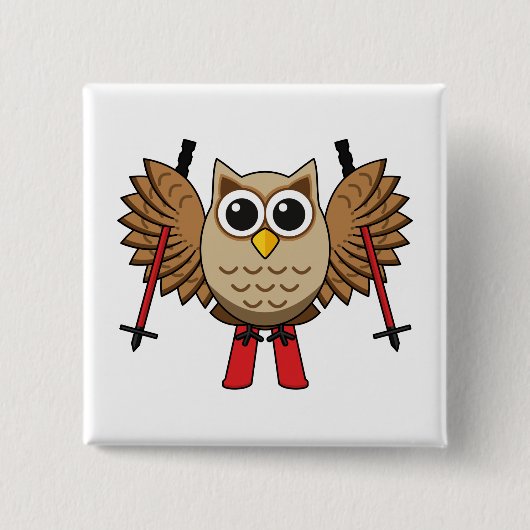 Niedlicher Skifahrer Cartoon Button (Vorderseite)