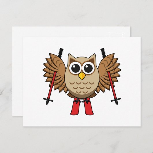 Niedlicher Skifahrer Cartoon Feiertagspostkarte (Vorne/Hinten)