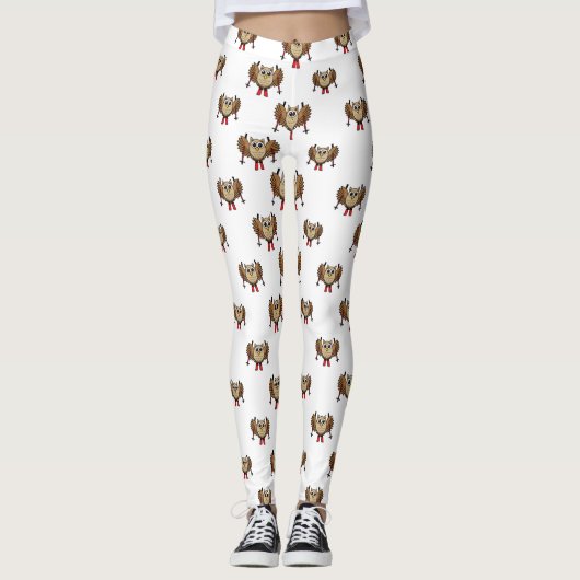 Niedlicher Skifahrer Cartoon Leggings (Vorderseite)