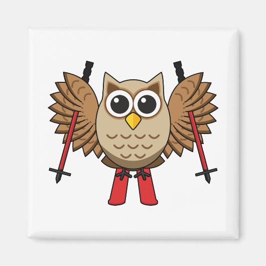 Niedlicher Skifahrer Cartoon Magnet (Vorne)