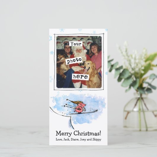 Niedlicher Skisprung Flying Pig Weihnachten | Ihr (Stehend Vorderseite)