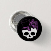 Niedlicher Skull mit Top Hat Lila Rose Knopf Button (Vorne & Hinten)