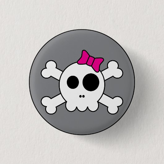 Niedlicher Skully Knopf Button (Vorderseite)