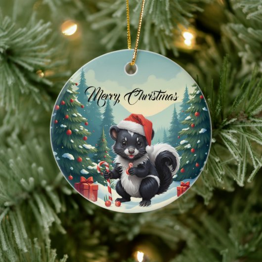Niedlicher Skunk Cartoon Keramik Ornament (Baum)
