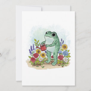 Niedlicher, skurriler Frosch in einer Blumengarten Einladung