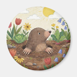 Niedlicher skurriler Gartenmaulwurf Magnet