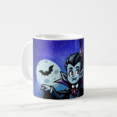 Niedlicher, skurriler Halloweenvampir Kaffeetasse (Vorderseite Links)