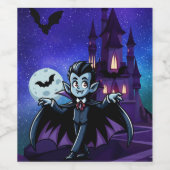 Niedlicher, skurriler Halloweenvampir Weinetikett (Einzelnes Label)