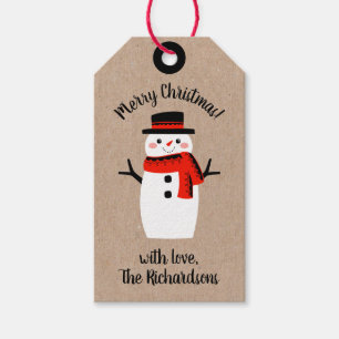 Niedlicher skurriler Schneemann Geschenkanhänger