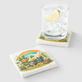 Niedlicher, skurriler St. Patrick's Day Steinuntersetzer (Seitenansicht)