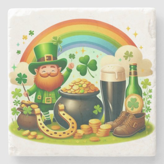 Niedlicher, skurriler St. Patrick's Day Steinuntersetzer (Vorderseite)