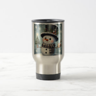 Niedlicher skurriler Weihnachts-/Winterschneemann Reisebecher