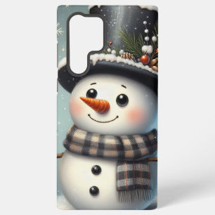 Niedlicher skurriler Weihnachts-/Winterschneemann Samsung Galaxy Hülle