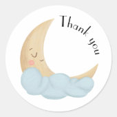 Niedlicher Sleeping Moon Danke Runder Aufkleber (Vorderseite)