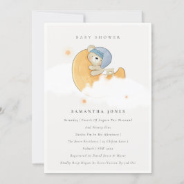 Niedlicher Sleepy Bear Over Moon Boy Baby Shower l Dankeskarte