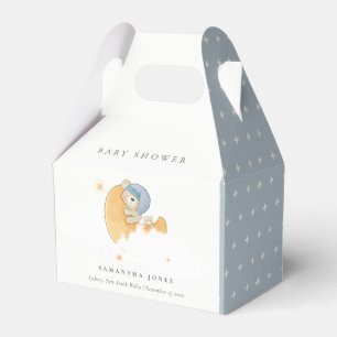 Niedlicher Sleepy Blue Bear Over Moon Boy Baby Dus Geschenkschachtel