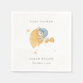 Niedlicher Sleepy Blue Bear Over Moon Boy Baby Dus Serviette (Vorderseite)