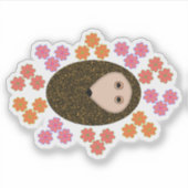 Niedlicher Sleepy Igel und Blume geformt Aufkleber (Vorderseite)