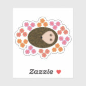 Niedlicher Sleepy Igel und Blume geformt Aufkleber (Blatt)