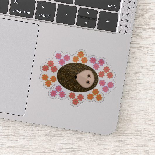 Niedlicher Sleepy Igel und Blume geformt Aufkleber (Detail)