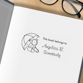 Niedlicher Sleepy Little Fox unter Umbrella Buchze Gummistempel