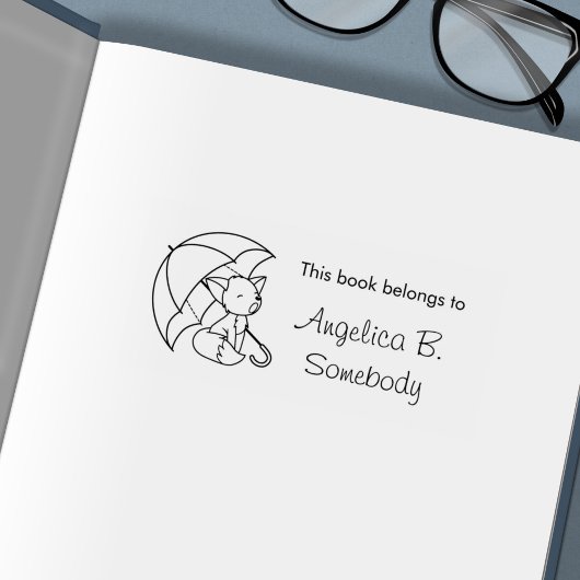 Niedlicher Sleepy Little Fox unter Umbrella Buchze Permastempel