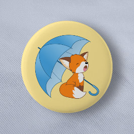 Niedlicher Sleepy Little Fox unter Umbrella Button