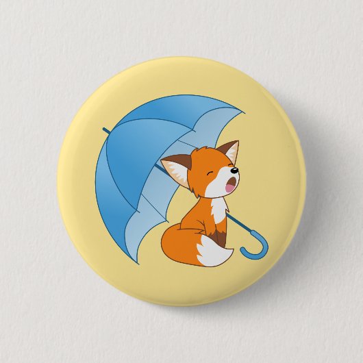 Niedlicher Sleepy Little Fox unter Umbrella Button (Vorderseite)