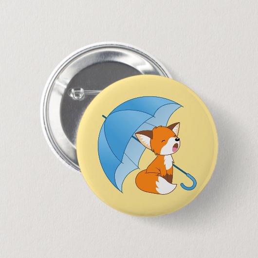 Niedlicher Sleepy Little Fox unter Umbrella Button (Vorne & Hinten)