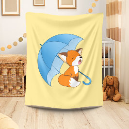 Niedlicher Sleepy Little Fox unter Umbrella Fleecedecke