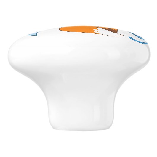 Niedlicher Sleepy Little Fox unter Umbrella Keramikknauf (Seitenansicht)