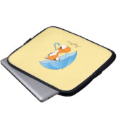 Niedlicher Sleepy Little Fox unter Umbrella Laptopschutzhülle (Vorne Knopf)