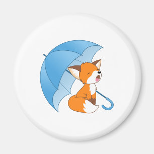Niedlicher Sleepy Little Fox unter Umbrella Magnet
