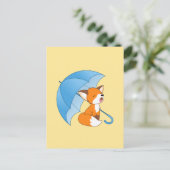 Niedlicher Sleepy Little Fox unter Umbrella Postkarte (Stehend Vorderseite)