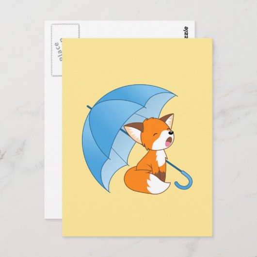 Niedlicher Sleepy Little Fox unter Umbrella Postkarte (Vorne/Hinten)