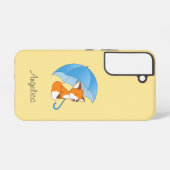 Niedlicher Sleepy Little Fox unter Umbrella Samsung Galaxy Hülle (Rückseite (Horizontal))