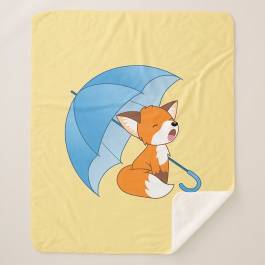 Niedlicher Sleepy Little Fox unter Umbrella Sherpadecke (Vorderseite)