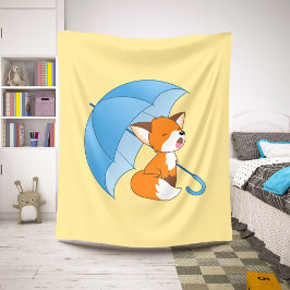 Niedlicher Sleepy Little Fox unter Umbrella Sherpadecke