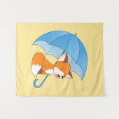 Niedlicher Sleepy Little Fox unter Umbrella Wandteppich (Vorderseite (Horizontal))