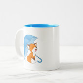 Niedlicher Sleepy Little Fox unter Umbrella Zweifarbige Tasse (Vorderseite Links)
