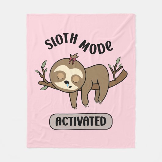 Niedlicher Sleepy-Sloth-Modus Fleecedecke (Vorderseite)