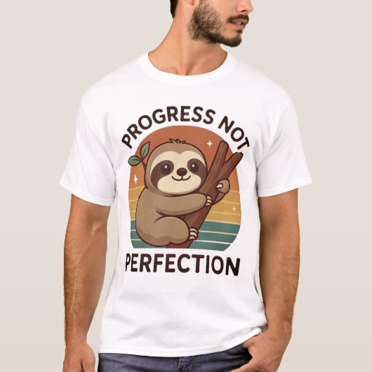 Niedlicher Slot "Progress Not Perfection" Grafikku T-Shirt (Vorderseite)